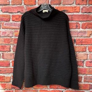 Black Melloday Textured / Ribbed Knit Turtleneck Sweater